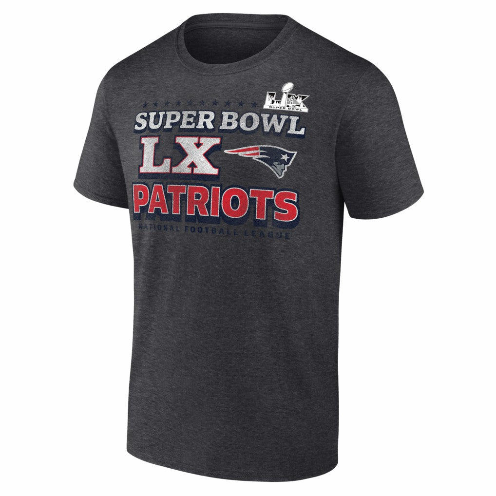 New England Patriots Super Bowl LX Big & Tall Battle Prep T-Shirt - Heather Charcoal T-shirts