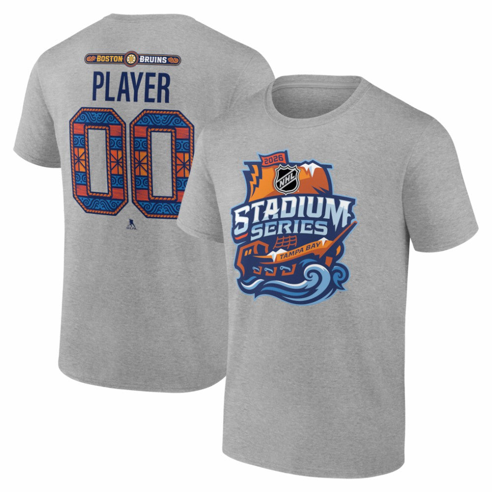 Boston Bruins 2026 NHL Stadium Series Personalized Name & Number T-Shirt - Gray | US 203794843