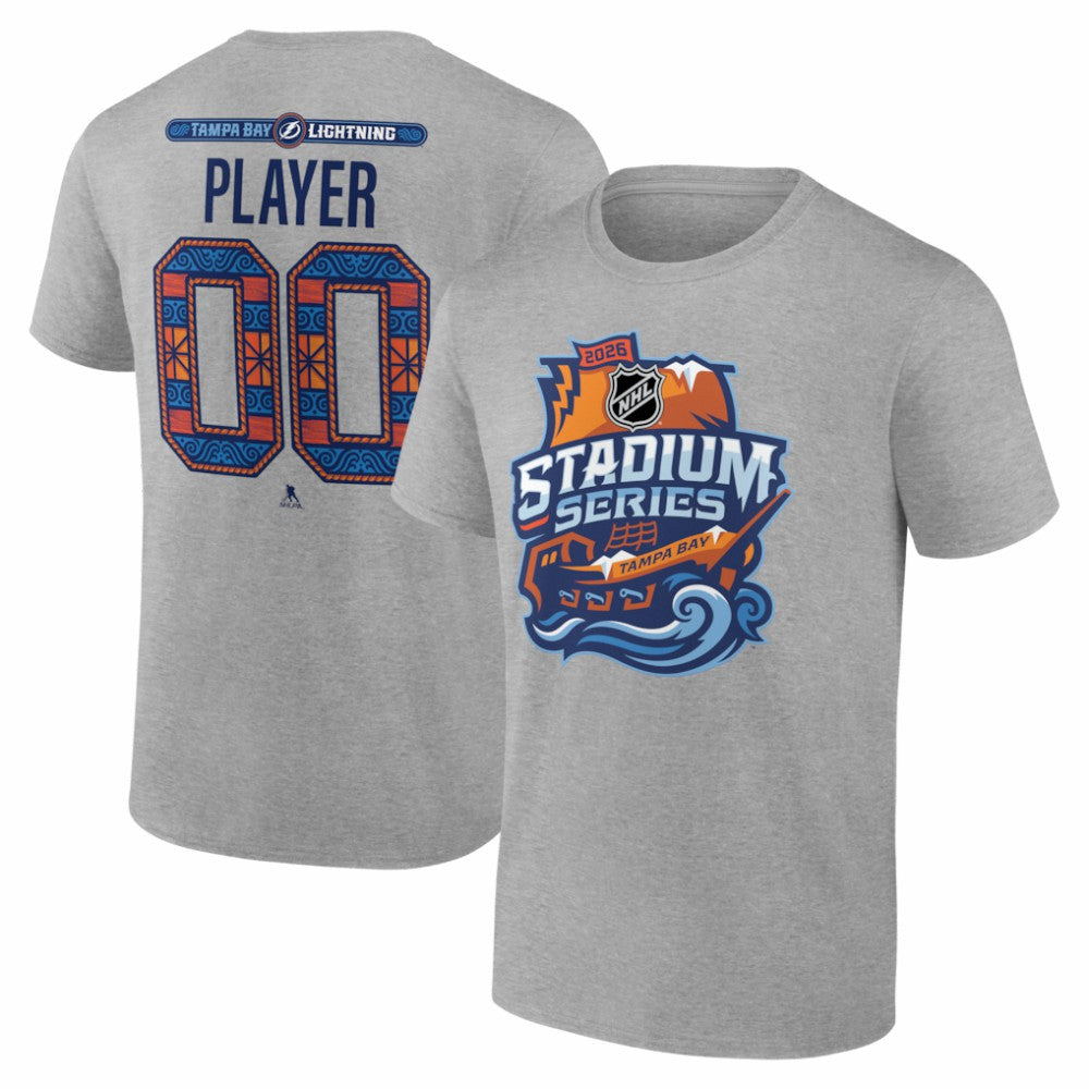 Tampa Bay Lightning 2026 NHL Stadium Series Personalized Name & Number T-Shirt - Gray | US 203794846