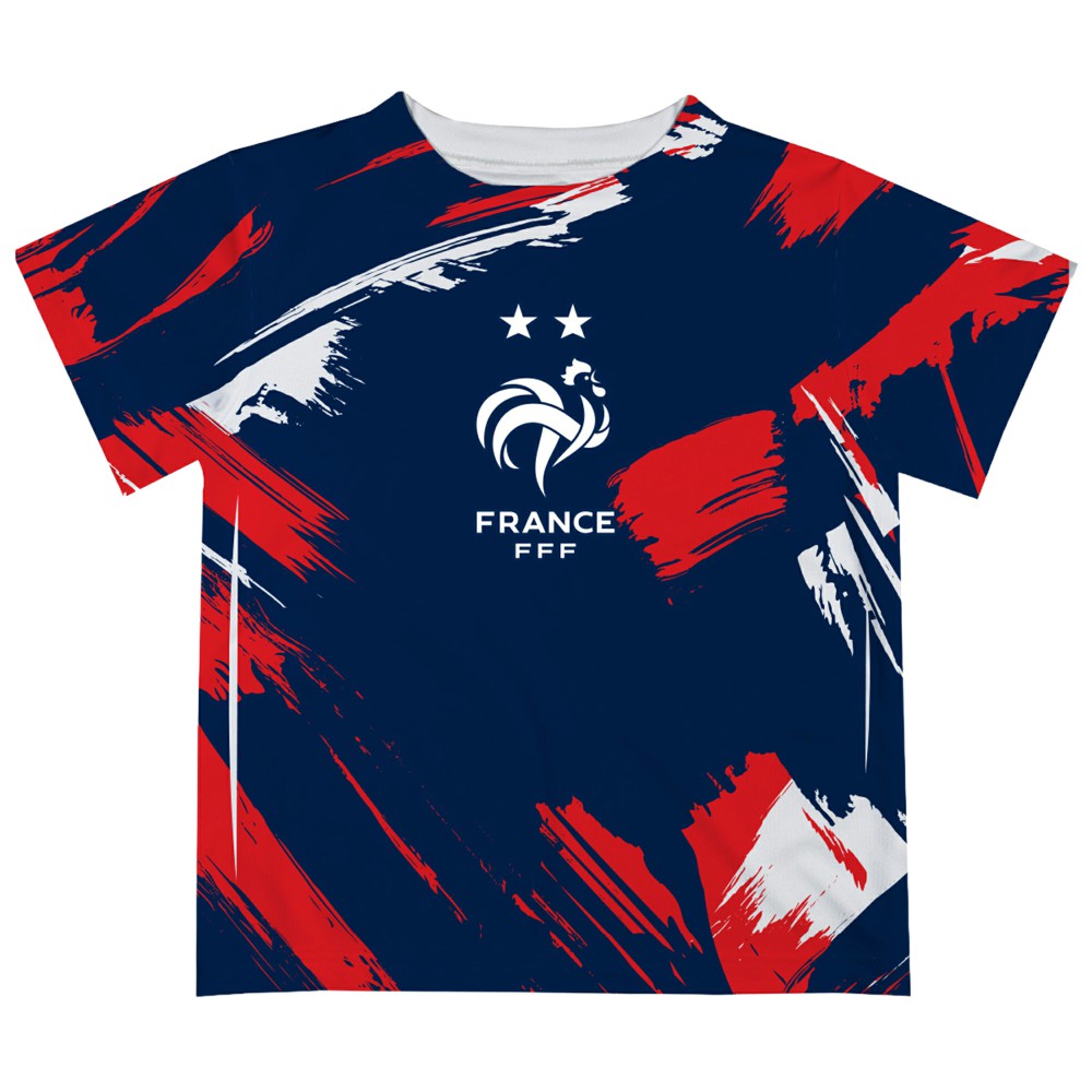 France National Team Vive La Fete Youth Paint Brush T-Shirt Navy
