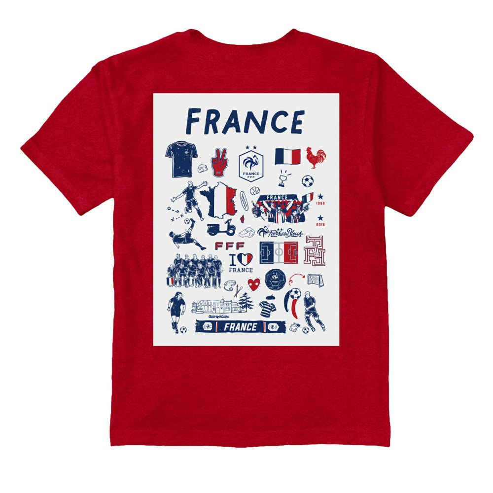 France National Team Vive La Fete Youth Impressions Artwork T-Shirt Red