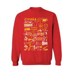 Spain National Team Vive La Fete Women's Impressions Artwork Sweatshirt Red