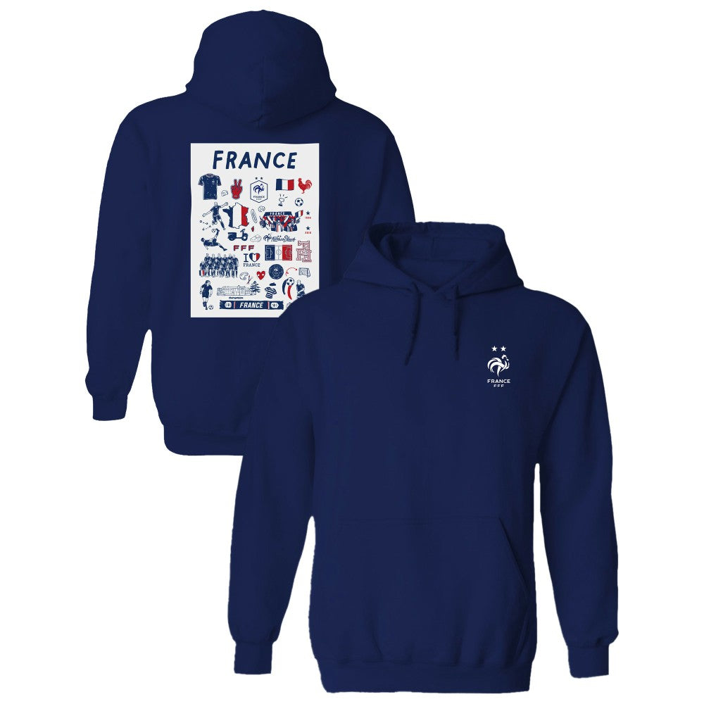 France National Team Vive La Fete Women's Impressions Artwork Hoodie Navy