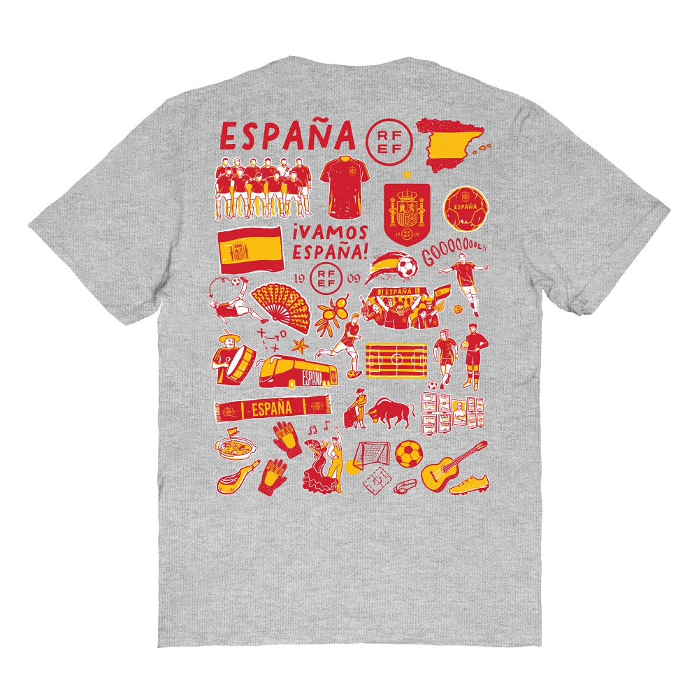 Spain National Team Vive La Fete Women's Impressions Artwork Fitted T-Shirt Gray