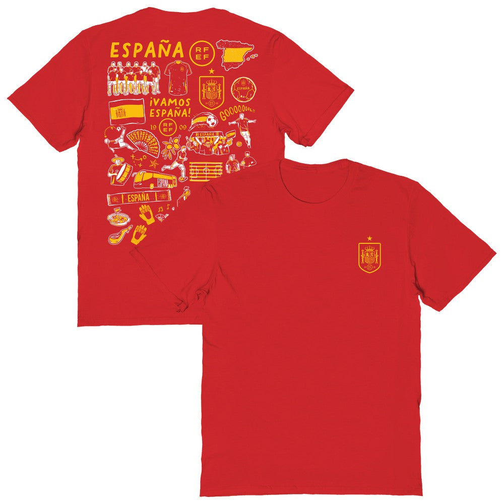 Spain National Team Vive La Fete Women's Impressions Artwork Fitted T-Shirt Red