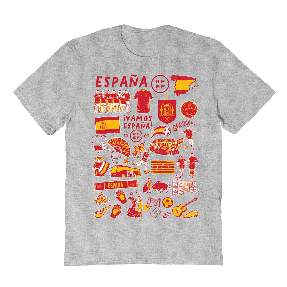Spain National Team Vive La Fete Women's Impressions Artwork Fitted T-Shirt Gray