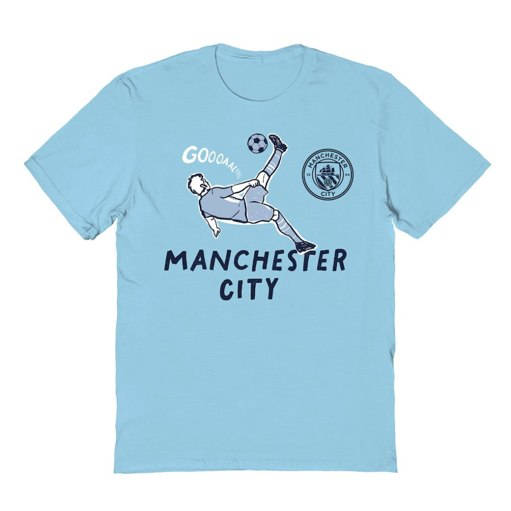 Manchester City Vive La Fete Youth Chilena Style T-Shirt Light Blue