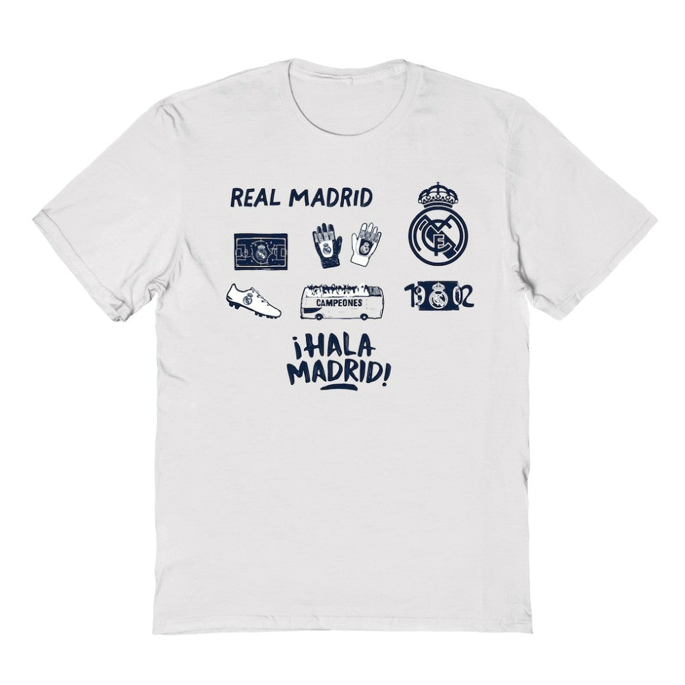Real Madrid Vive La Fete Youth Impressions Icons T-Shirt White