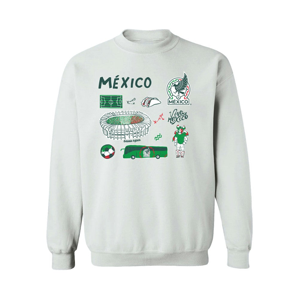 Mexico National Team Vive La Fete Women's Impressions Icons Sweatshirt White