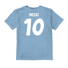 Lionel Messi Argentina National Team Vive La Fete Youth Player Name & Number Color Badge T-Shirt Light Blue