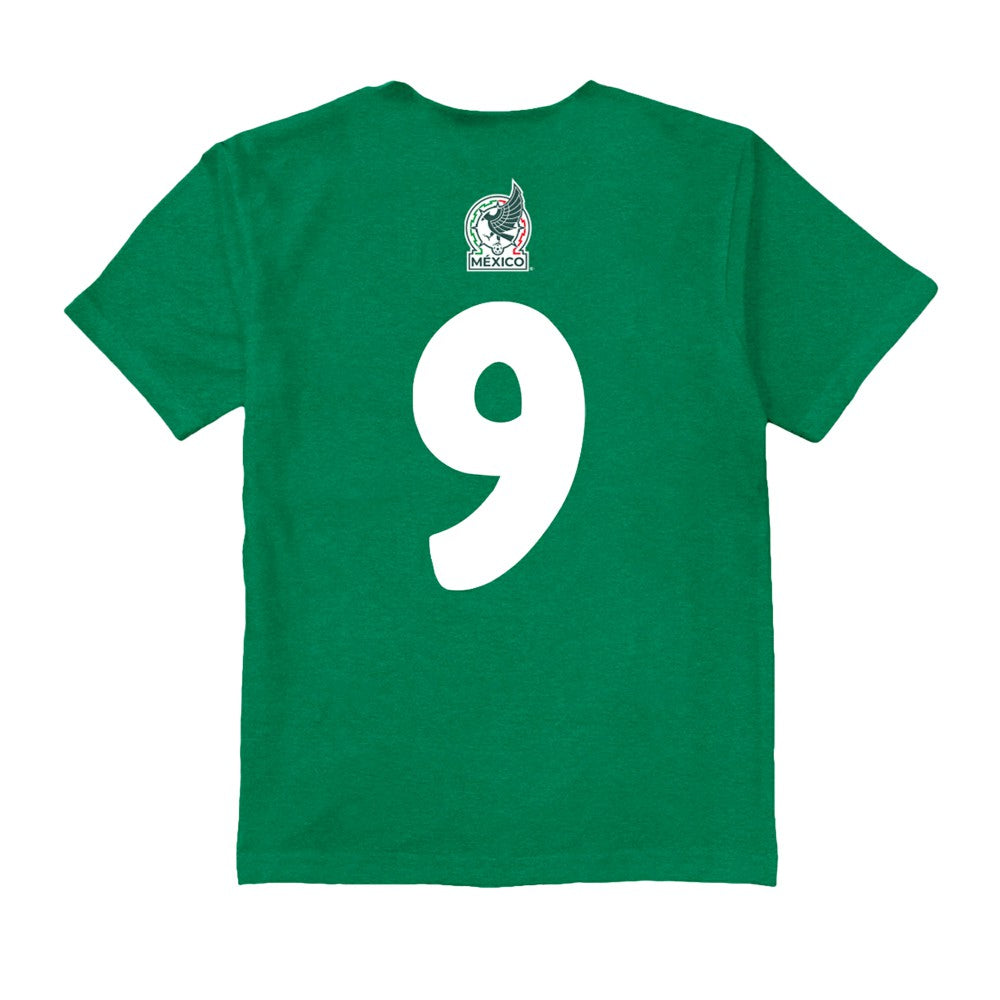 Raúl Jiménez Mexico National Team Vive La Fete Youth Player Name & Number Chilena Style T-Shirt Green
