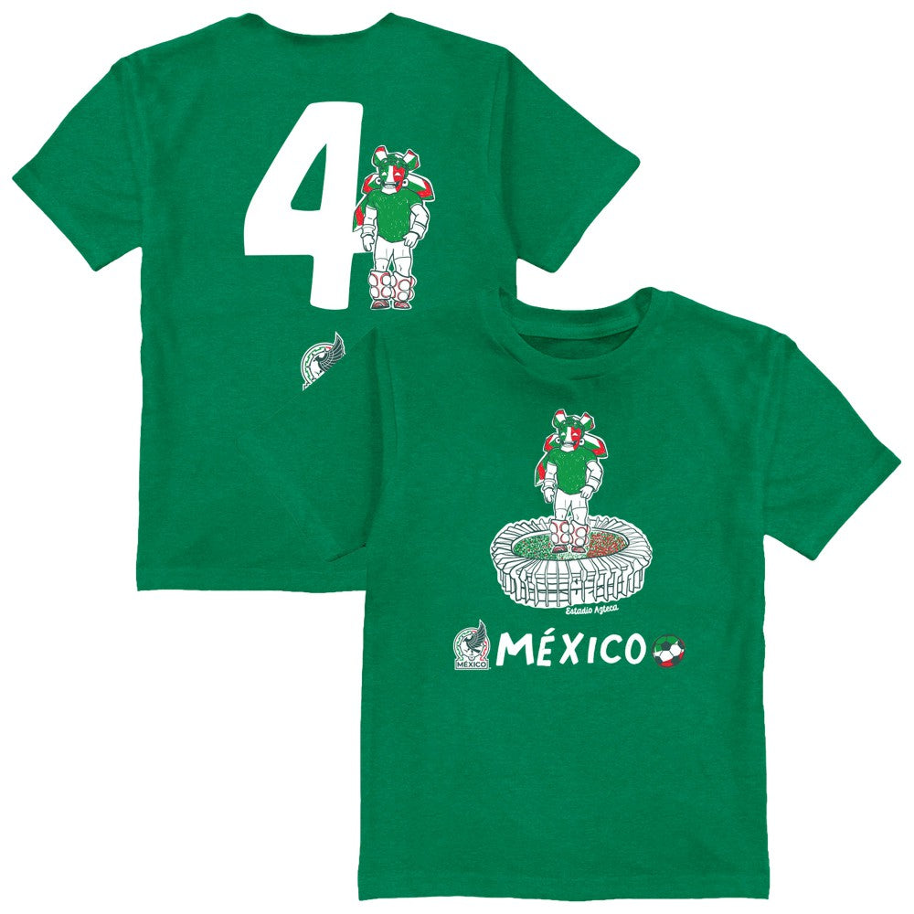 Edson Álvarez Mexico National Team Vive La Fete Youth Player Name & Number Stadium Style T-Shirt Green