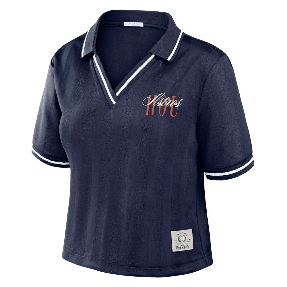 Houston Astros WEAR by Erin Andrews Women's Cropped Polo - Navy