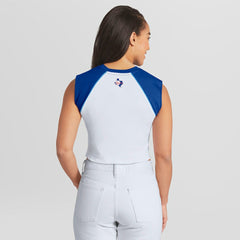 Texas Rangers WEAR by Erin Andrews Women's Cooperstown Cropped Raglan Tank Top - White Tanks