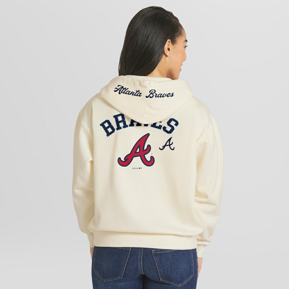 Atlanta Braves WEAR by Erin Andrews Women's Full-Zip Hoodie - Cream Hoodies