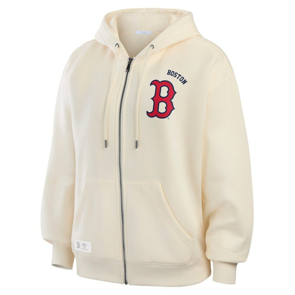 Boston Red Sox WEAR by Erin Andrews Women's Full-Zip Hoodie - Cream Hoodies