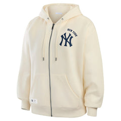New York Yankees WEAR by Erin Andrews Women's Full-Zip Hoodie - Cream Hoodies