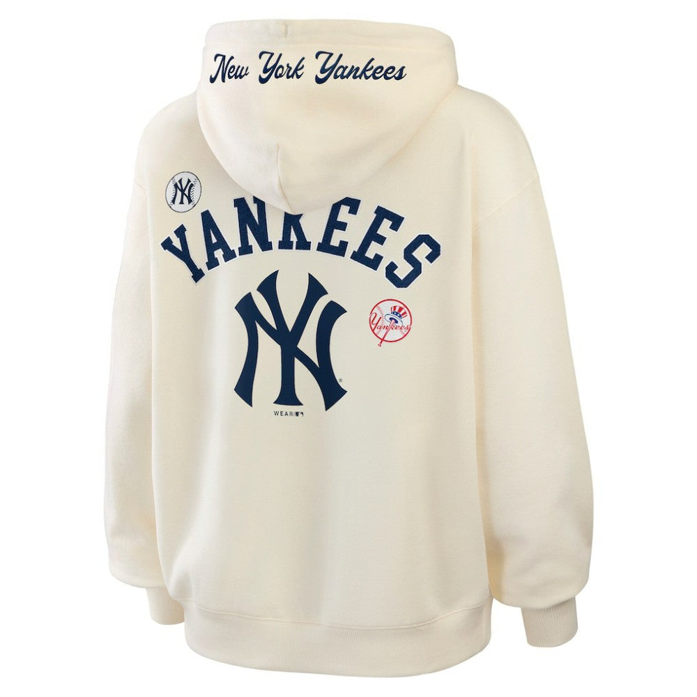 New York Yankees WEAR by Erin Andrews Women's Full-Zip Hoodie - Cream Hoodies