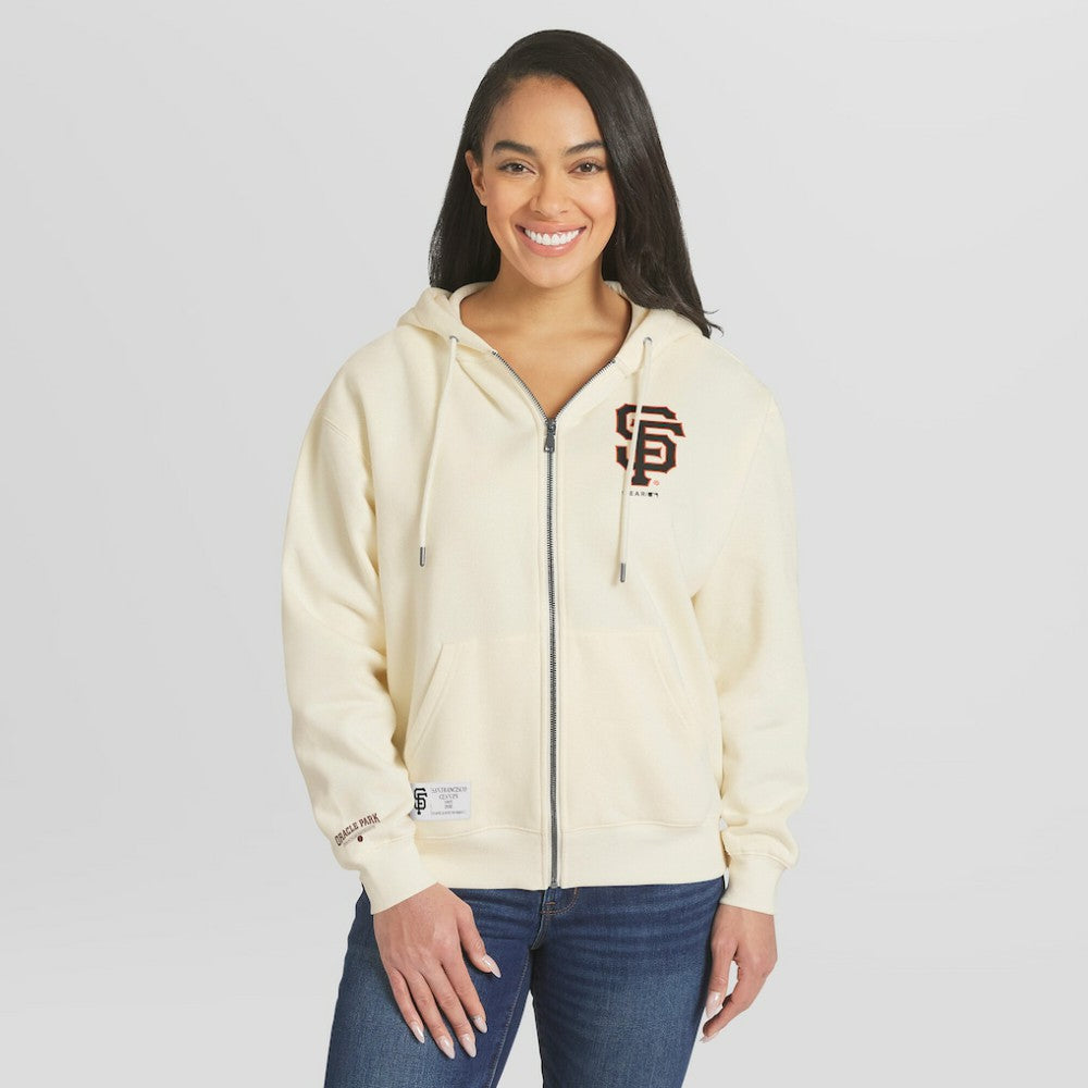 San Francisco Giants WEAR by Erin Andrews Women's Full-Zip Hoodie - Cream Hoodies