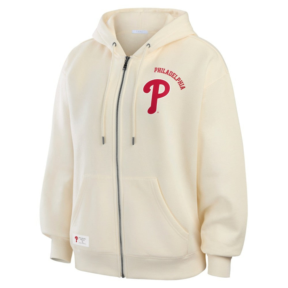 Philadelphia Phillies WEAR by Erin Andrews Women's Full-Zip Hoodie - Cream Hoodies