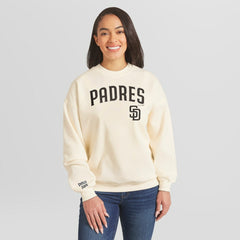 San Diego Padres WEAR by Erin Andrews Women's Heavyweight Crew Neck Sweatshirt - Cream Sweatshirts