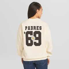 San Diego Padres WEAR by Erin Andrews Women's Heavyweight Crew Neck Sweatshirt - Cream Sweatshirts