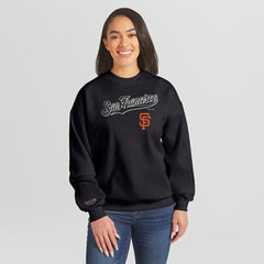San Francisco Giants WEAR by Erin Andrews Women's Heavyweight Crew Neck Sweatshirt - Black Sweatshirts