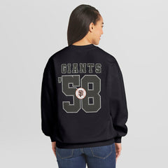 San Francisco Giants WEAR by Erin Andrews Women's Heavyweight Crew Neck Sweatshirt - Black Sweatshirts