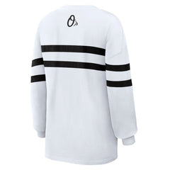 Baltimore Orioles WEAR by Erin Andrews Women's Oversized Long Sleeve Striped T-Shirt - White T-shirts