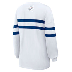 Los Angeles Dodgers WEAR by Erin Andrews Women's Oversized Long Sleeve Striped T-Shirt - White T-shirts