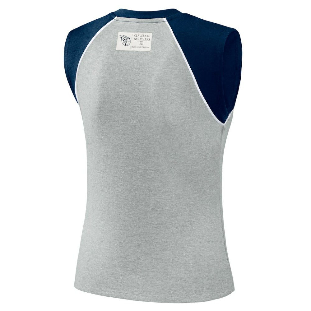 Cleveland Guardians WEAR by Erin Andrews Women's Cropped Raglan Tank Top - Heather Gray Tanks