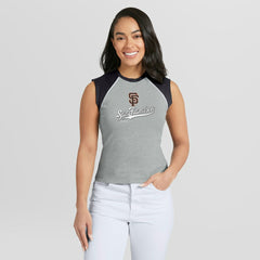 San Francisco Giants WEAR by Erin Andrews Women's Cropped Raglan Tank Top - Heather Gray Tanks