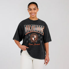 Baltimore Orioles WEAR by Erin Andrews Women's Oversized Boyfriend T-Shirt - Black T-shirts