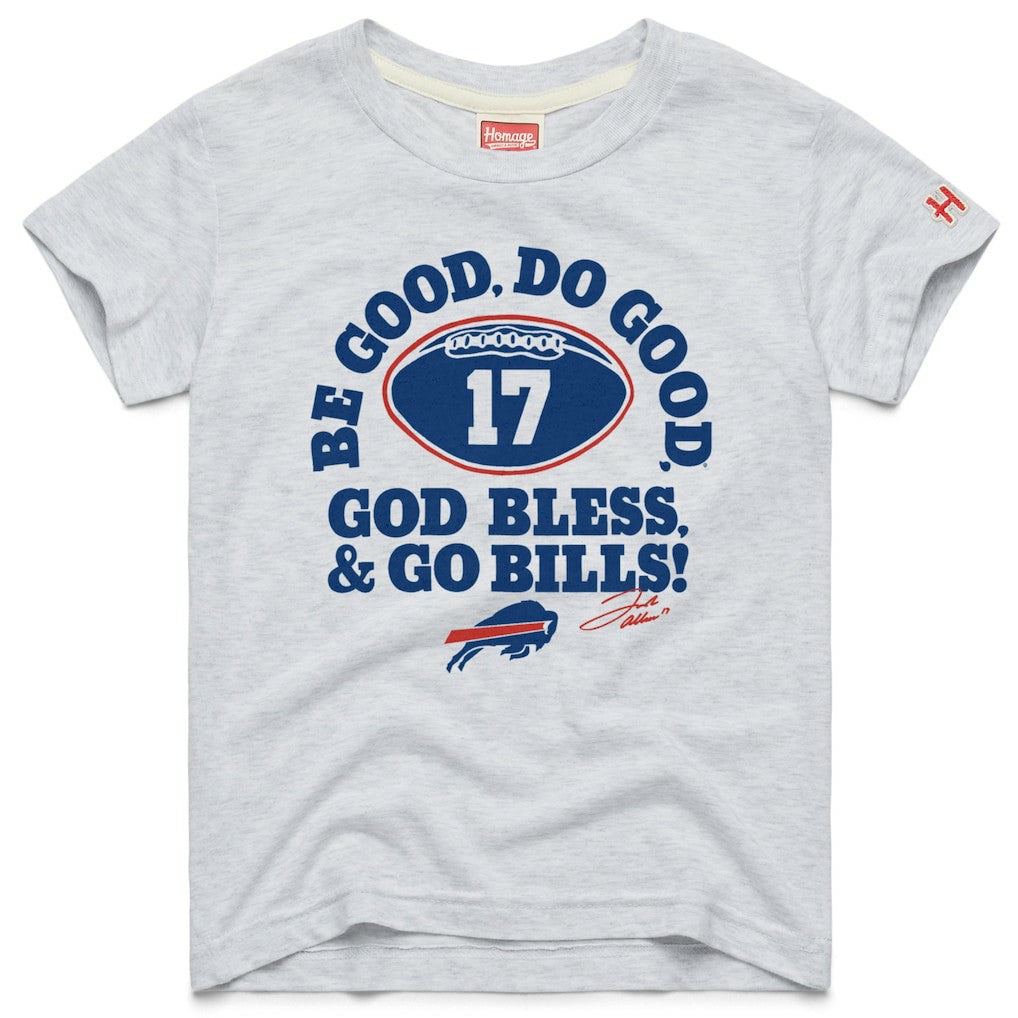 Josh Allen Buffalo Bills Homage Youth Be Good Do Good Signature Tri-Blend T-Shirt - Gray T-shirts