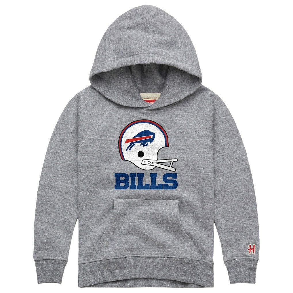 Buffalo Bills Homage Youth Big Helmet Tri-Blend Hoodie - Gray Hoodies