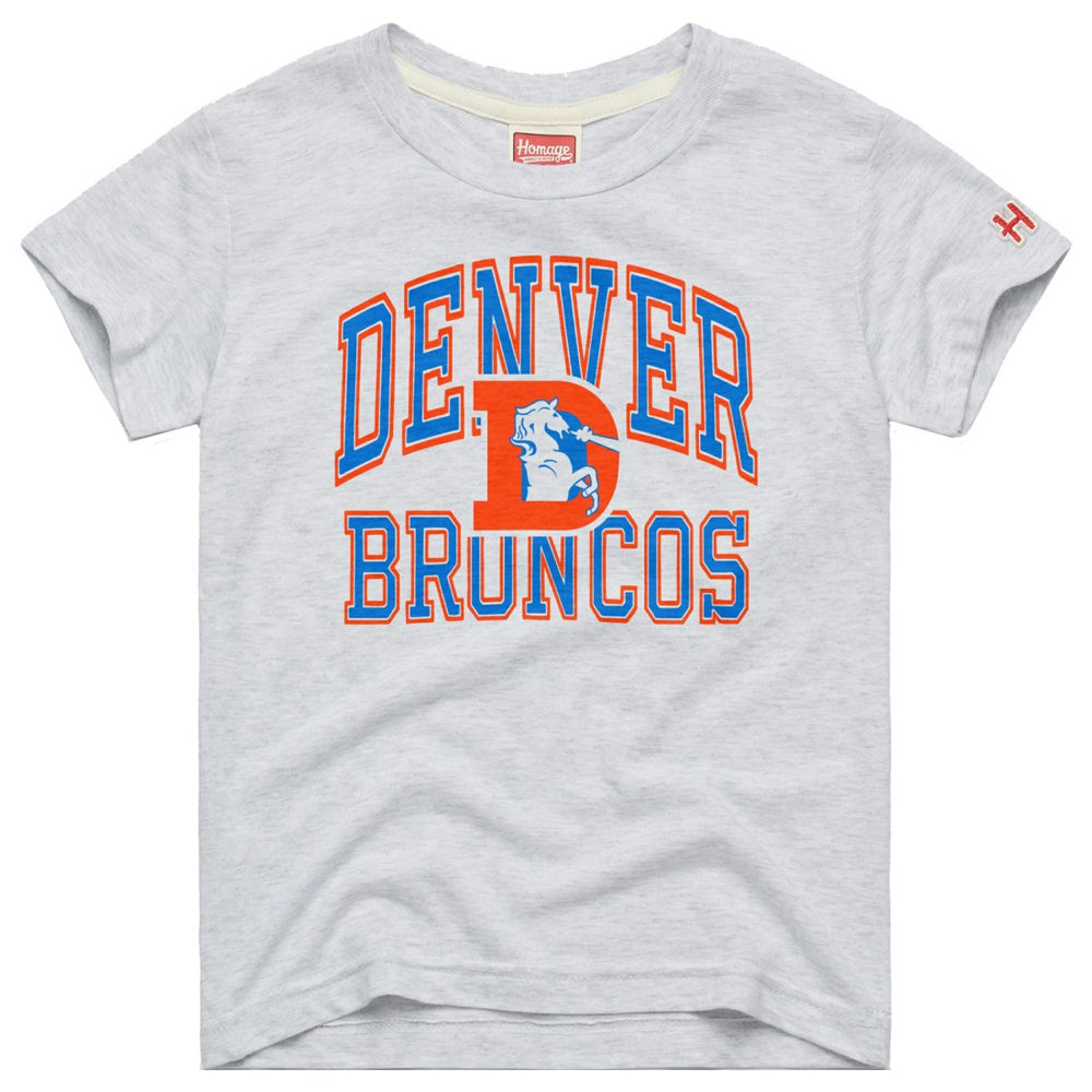 Denver Broncos Homage Youth Arch Tri-Blend T-Shirt - Gray T-shirts