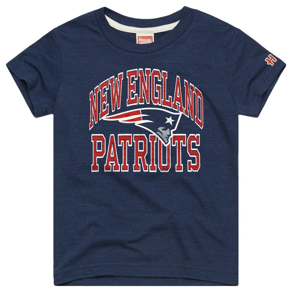 New England Patriots Homage Youth Arch Tri-Blend T-Shirt - Navy T-shirts