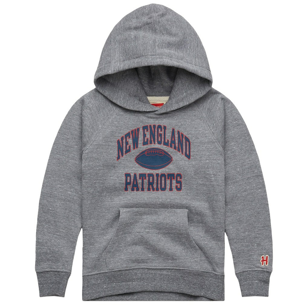 New England Patriots Homage Youth Gridiron Tri-Blend Hoodie - Gray Hoodies
