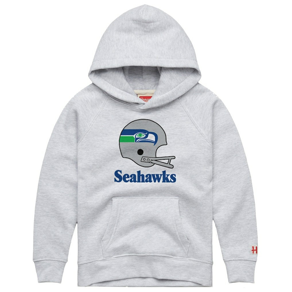 Seattle Seahawks Homage Youth Big Helmet Tri-Blend Hoodie - Gray Hoodies