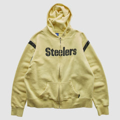 Pittsburgh Steelers Reebok 2000s Hooded Full Zip Sweatshirt - Yellow Sweatshirts