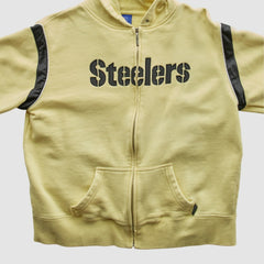 Pittsburgh Steelers Reebok 2000s Hooded Full Zip Sweatshirt - Yellow Sweatshirts
