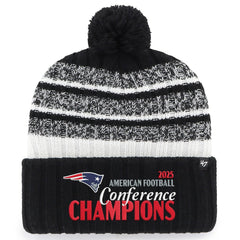 New England Patriots '47 2025 AFC Champions Tavern Cuffed Knit Hat with Pom - Black Hats