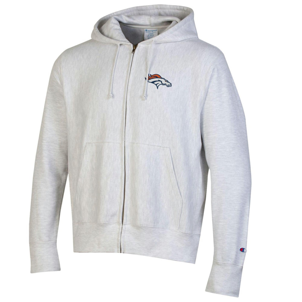 Denver Broncos Champion Reverse Weave Full-Zip Hoodie - Gray Hoodies