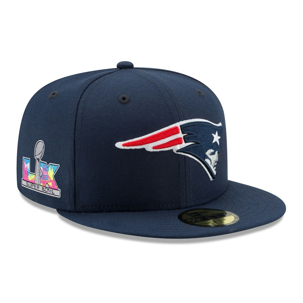 New England Patriots New Era Super Bowl LX Side Patch 59FIFTY Fitted Hat - Navy Hats