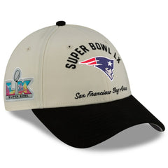 New England Patriots New Era Super Bowl LX 9FORTY Adjustable Hat - Cream/Black Hats