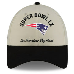 New England Patriots New Era Super Bowl LX 9FORTY Adjustable Hat - Cream/Black Hats