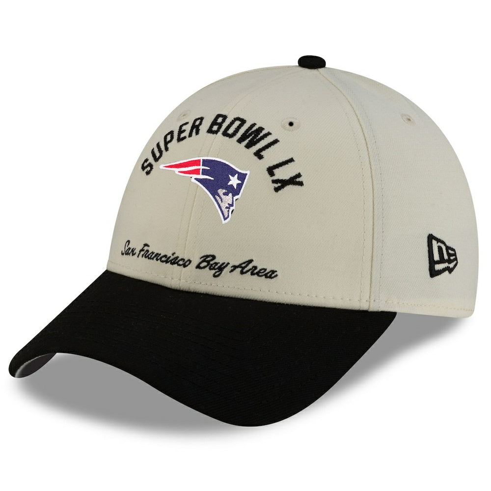 New England Patriots New Era Super Bowl LX 9FORTY Adjustable Hat - Cream/Black Hats