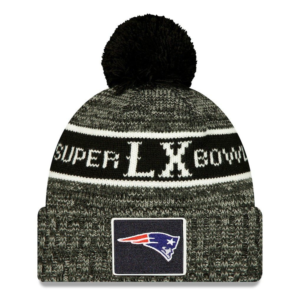 New England Patriots New Era Super Bowl LX Cuffed Knit Hat with Pom - Black Hats