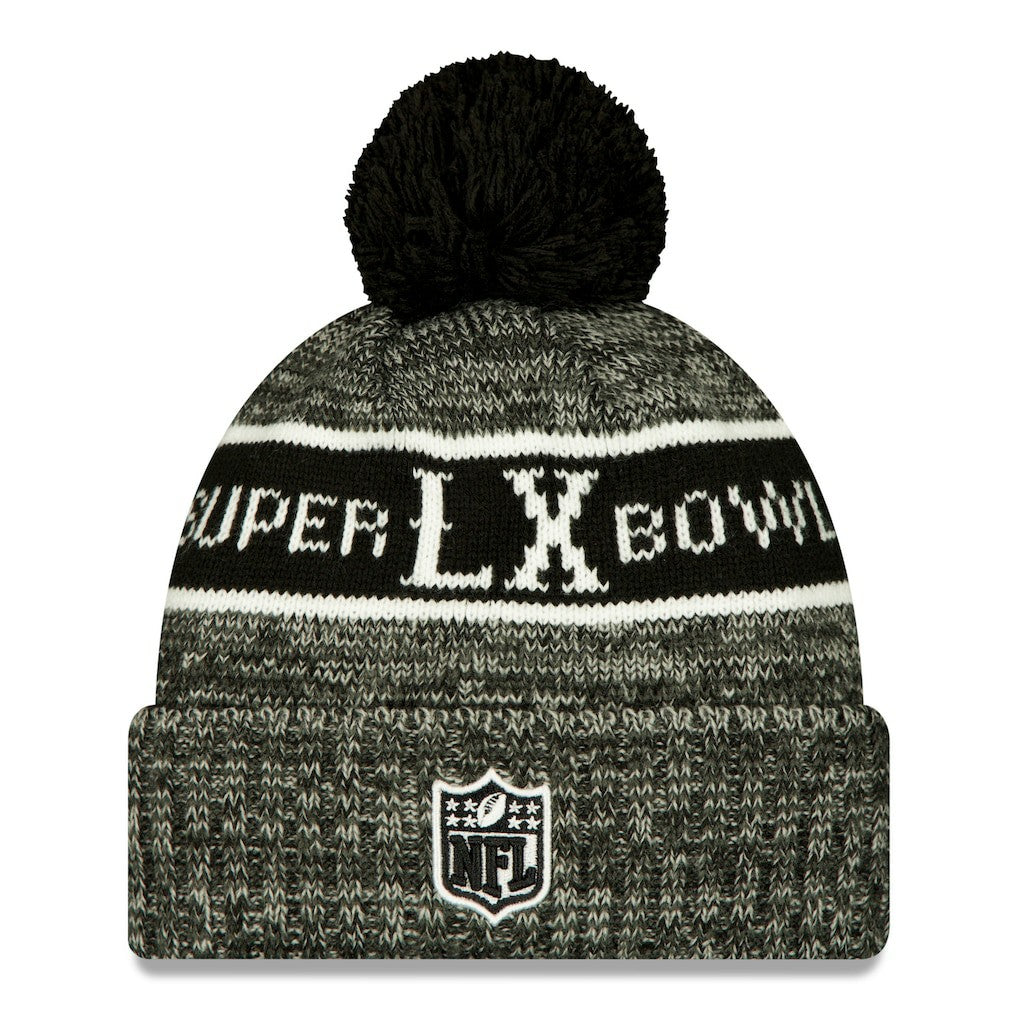 New England Patriots New Era Super Bowl LX Cuffed Knit Hat with Pom - Black Hats