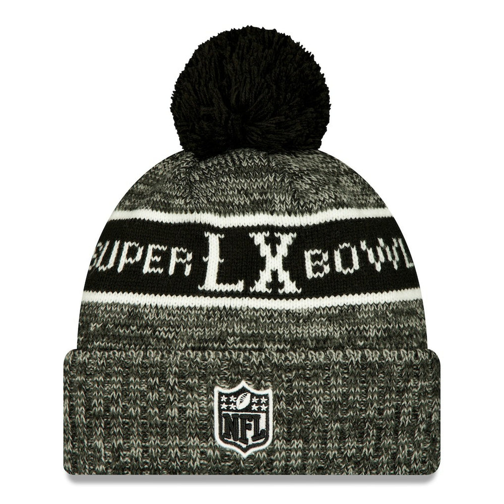 New England Patriots New Era Super Bowl LX Cuffed Knit Hat with Pom - Black Hats